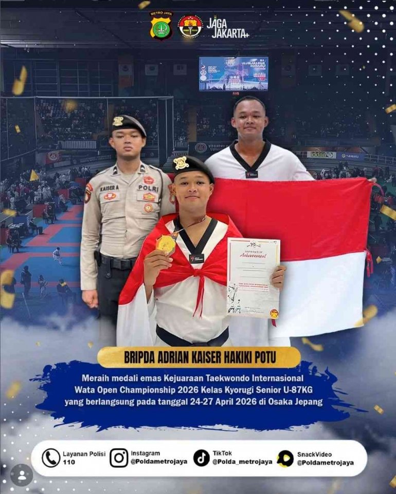 Bripda Adrian Kaiser : Dari Tugas Bhayangkara Menuju Podium Emas Taekwondo di Osaka